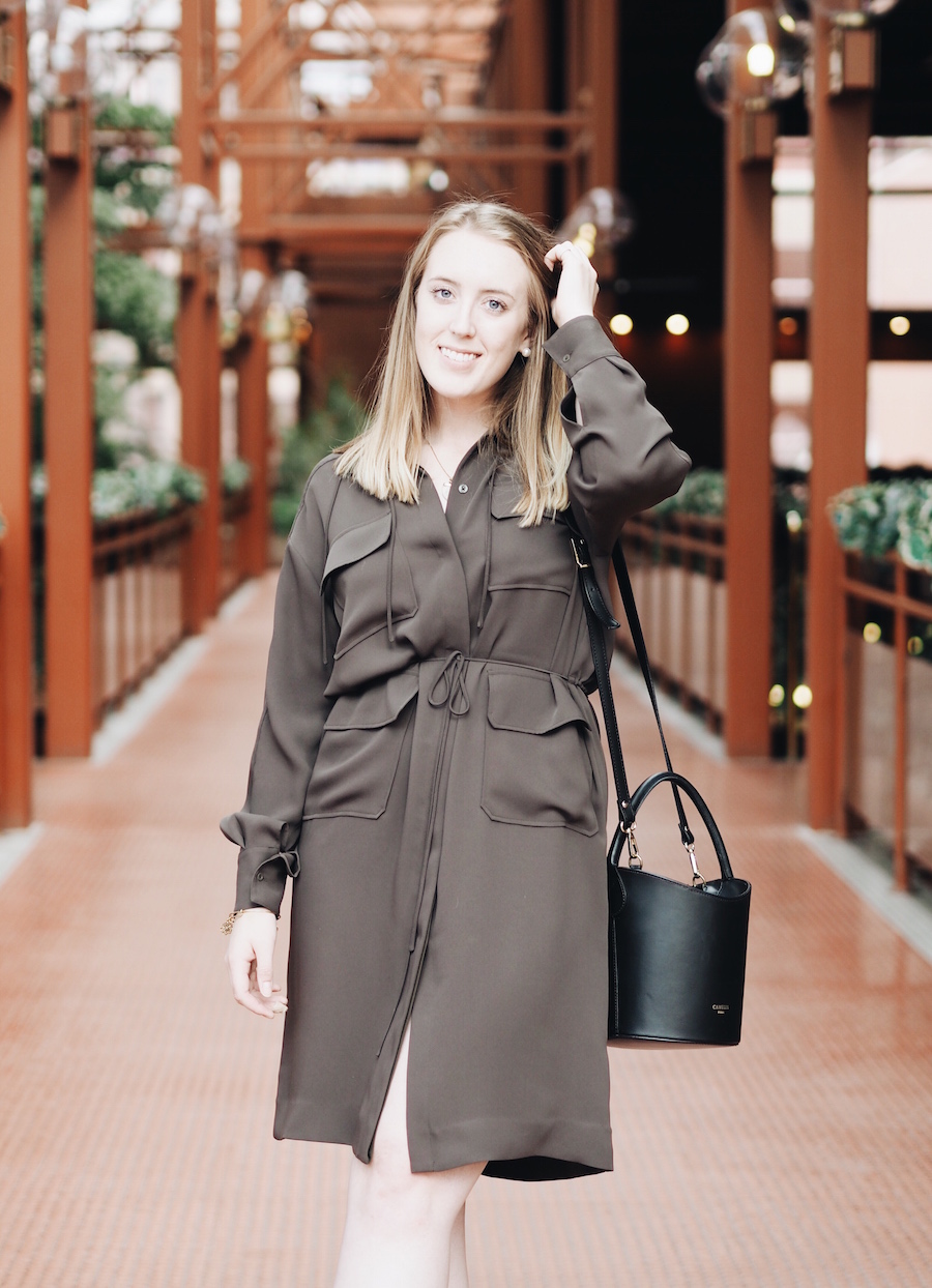 An easy outfit with a super transformative button down dress