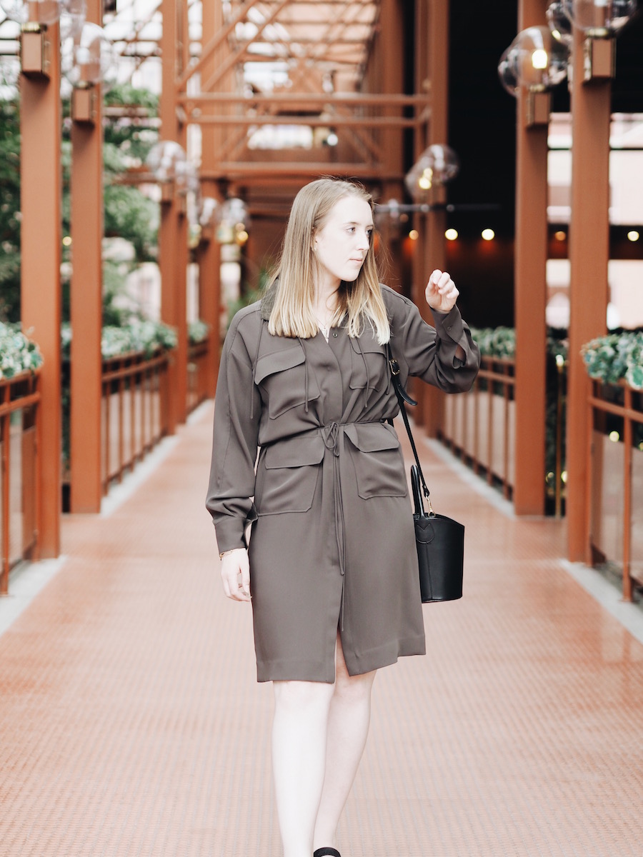 An easy outfit with a super transformative button down dress