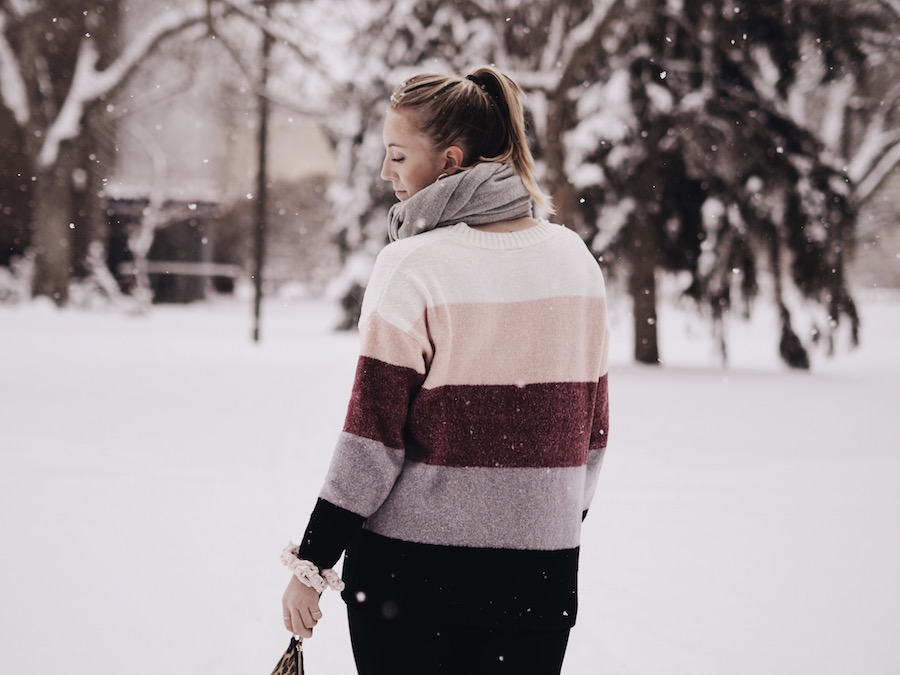 Cozy Pink Striped Sweater