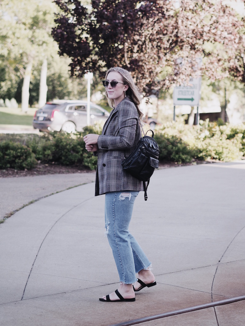 how to wear a plaid blazer, the best pieces from h&m, h&m finds, how to wear ripped denim, easy fall style, end of summer outfit
