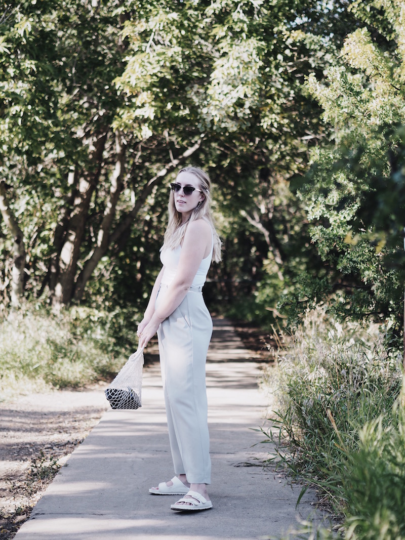 how to update thrifted pants, goodwill alberta finds, how to style mint trousers, how to wear pearl hair barrettes